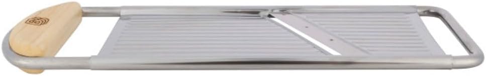 Handheld Mandoline Slicer for Kitchen - Stainless Steel Flat Mandolin with Cherrywood Handle - Julienne Cutter for Vegetable and Fruits - Italian Made Kitchen Gadgets by Kings County Tools