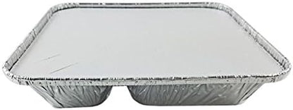 Handi-Foil Large Aluminum 3-Compartment Oblong Tv Dinner Tray Pan w/Lid 25/Pk (pack of 25)