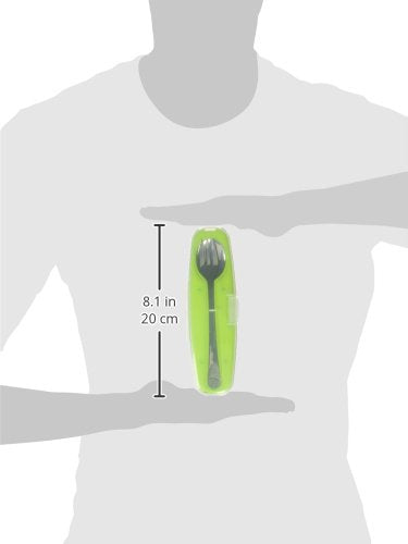 Innobaby Din Din Smart Stainless Steel Spoon and Fork with Carrying Case. Utensil Set for Kids and Toddlers. BPA Free. Blue.