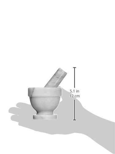 Fox Run Marble Mortar and Pestle Set, White, Small 4" Pestle and Mortar