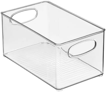 mDesign Deep Plastic Storage Organizer Container Bin, Office Organization for Filing Cabinet, Cupboard, Shelves, and Desk - Holds Notepads, Pens, Pencils, Highlighters, and Staplers - 2 Pack - Clear