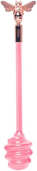 Premium Glass Honey Dipper with Ergonomic Handle - Shatter-Resistant, Easy to Clean, Decorative & Functional Kitchen Accessory (Pink)