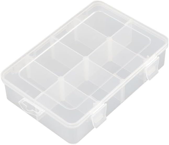 Vidifor 2 Packs 8-Compartments Art Supply Container, Clear Plastic Organizer Box with Dividers for Crafts Jewelry Fishing Tackles Hardware Metal