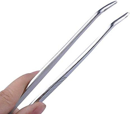 2-Pack 12-Inch BBQ Kitchen Tweezers Tongs, Extra-Long Stainless Steel Cooking Tweezers Dishwasher Safe for Grilling, Baking & Food Prep (12Inch BBQ Tongs)