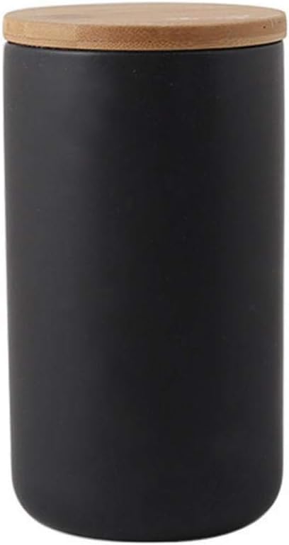 MilkyWay Ceramic Food Storage Jar Canister Modern Design Food Canisters with Airtight Seal Bamboo Lid, Loose Tea Coffee Spice Nuts Snacks Storage Jar Canister (White 8.79oz/260ml)