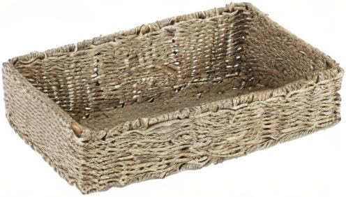 YAHUAN Hand Woven Water Hyacinth Baskets for Organizing Woven Trapezoid Basket Pantry Baskets Trapezoid Storage Bin for Shelves, Pantry, Closet and Home Decor (Water Hyacinth)