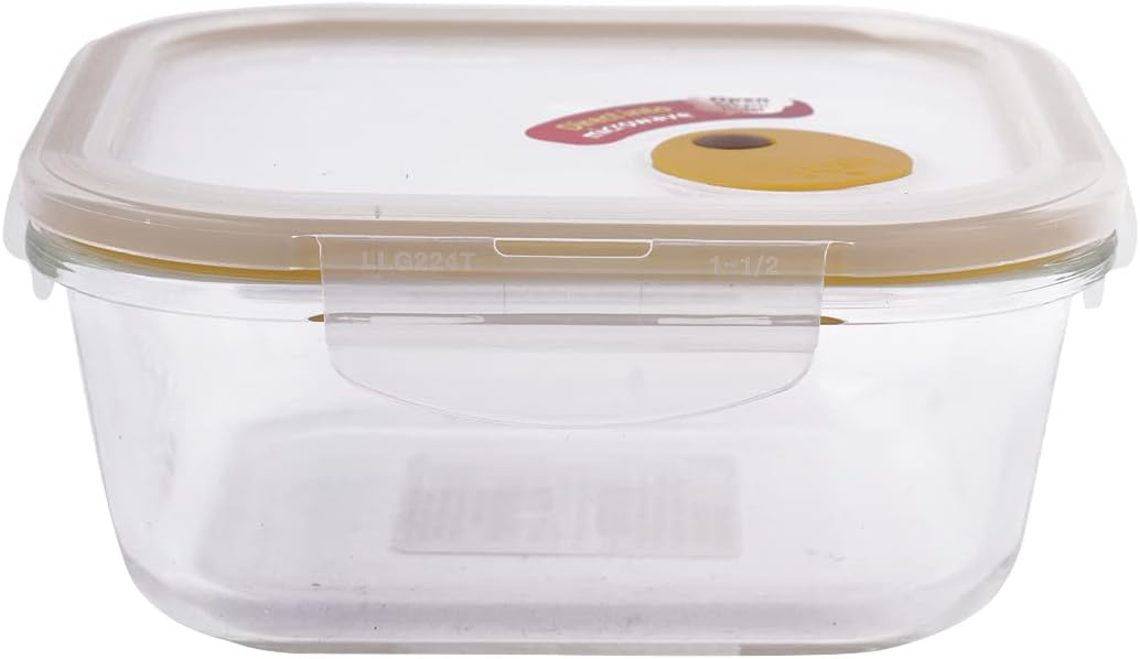 LOCK & LOCK Ovenglass Heat Resistant Glass Round Food Storage Container with Steam Vent, 32.12-oz / 4.02-cup