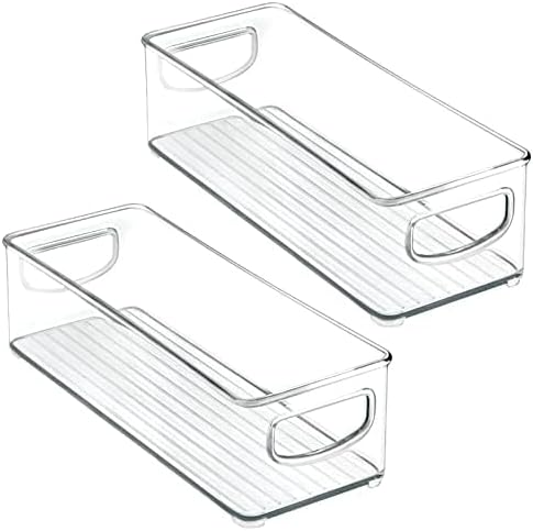 mDesign Deep Plastic Storage Organizer Container Bin, Office Organization for Filing Cabinet, Cupboard, Shelves, and Desk - Holds Notepads, Pens, Pencils, Highlighters, and Staplers - 2 Pack - Clear