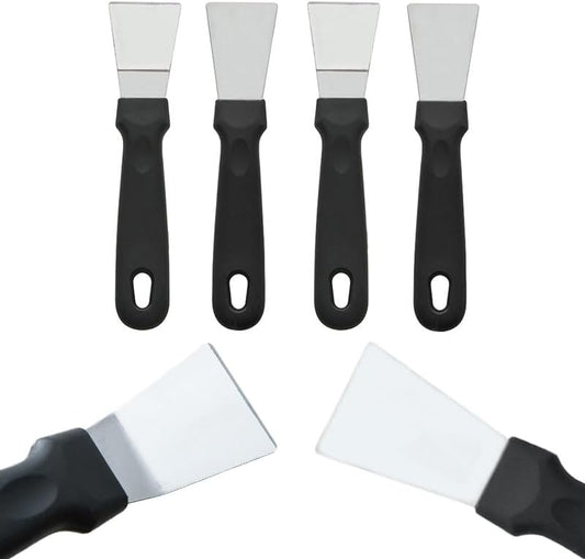 4 Pack Grill Scraper - Small Metal Grill Scraper Tool for Outdoor BBQ Stiff Grill Pan Cleaning Scraper Spatula - No need to change Flexible Blades