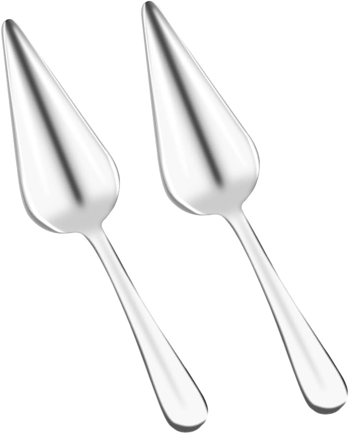 KSENDALO 2 Pack Small Cake Pie Server for Wedding, Birthday, Party, Silver