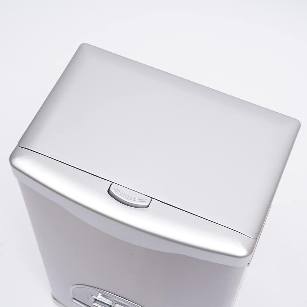 Auto Rice Dispenser Container, Stainless Steel Rice Dispenser, 15kg/33lb Large Capacity Automatic Rice Storage Container Kitchen Rice Dispenser Countertop, Silver