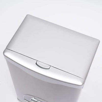 Auto Rice Dispenser Container, Stainless Steel Rice Dispenser, 15kg/33lb Large Capacity Automatic Rice Storage Container Kitchen Rice Dispenser Countertop, Silver