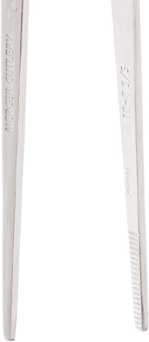 Mercer Culinary 18-8 Stainless Steel Chef Plating Tongs, Offset Tip, 6-1/2 Inch