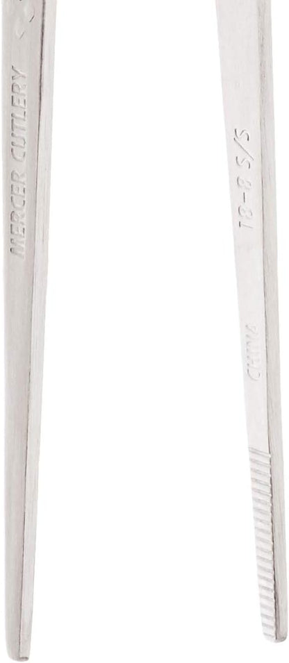 Mercer Culinary 18-8 Stainless Steel Chef Plating Tongs, Offset Tip, 6-1/2 Inch