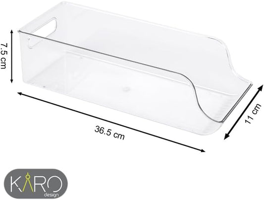 KARO DAILY 2-Pack Clear Fridge Organizer Bins – BPA-Free Transparent Refrigerator Storage Boxes with Open Front for Easy Access, Stackable Kitchen & Pantry Organizers for Cans, Bottles & Food