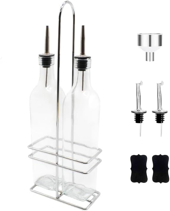KALDEWEI 1 Pack Caddy Holder Rack for 17oz 500ml Oil & Vinegar Glass Cruet Bottle Dispenser, Square Shape Opening up to 2.4"x2.4" or 6x6cm