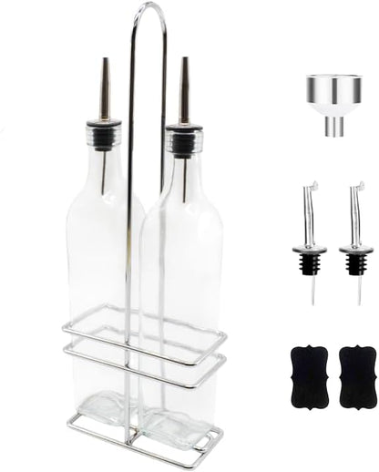 KALDEWEI 1 Pack Caddy Holder Rack for 17oz 500ml Oil & Vinegar Glass Cruet Bottle Dispenser, Square Shape Opening up to 2.4"x2.4" or 6x6cm