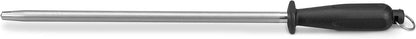 12-Inch Knife Sharpening Rod, Fine Carbon Honing Steel, Black Handle