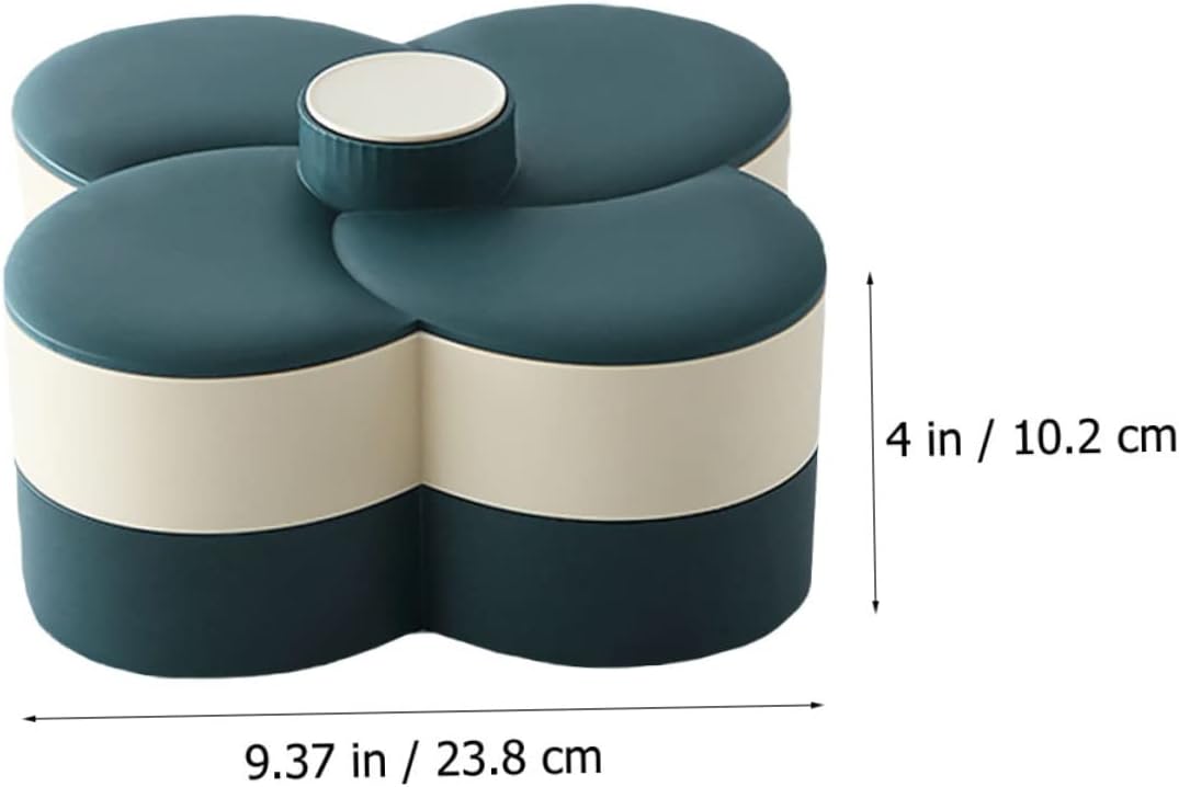 SMASOLO Double Layer Rotating Snack Storage Tray with Lid Divided Candy and Nut Organizer for Home Office and Party Use Green