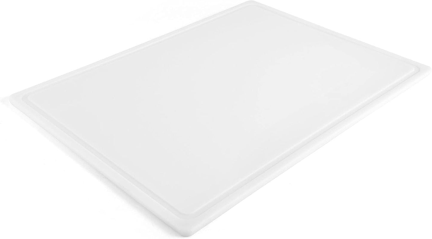 FARBERWARE Large Cutting Board, Dishwasher- Safe Plastic Chopping Board for Kitchen with Easy Grip Handle, 11in by 14in, White