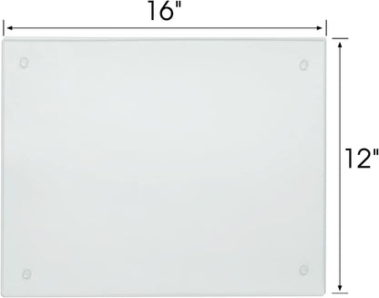 JAMBALAY Tempered Glass Cutting Boards for Kitchen, 16"x12" Clear Glass Cutting Board Set, 2Pcs Chopping Board with Rubber Non Slip Feet, Heat Resistant, Shatter Resistant, Dishwasher Safe