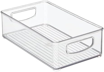 mDesign Plastic Kitchen Organizer - Storage Holder Bin with Handles for Pantry, Cupboard, Cabinet, Fridge/Freezer, Shelves, and Counter - Holds Canned Food, Snacks - 2 Pack - Clear
