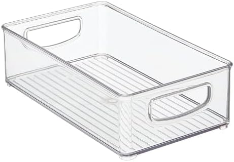 mDesign Plastic Kitchen Organizer - Storage Holder Bin with Handles for Pantry, Cupboard, Cabinet, Fridge/Freezer, Shelves, and Counter - Holds Canned Food, Snacks - 2 Pack - Clear