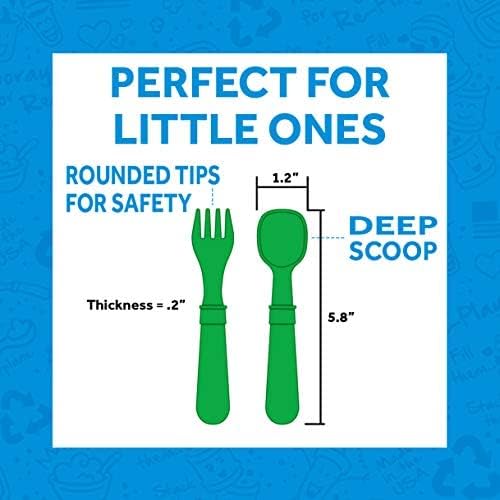 Re-Play Toddler Forks and Spoons Set - 4x4 Utensils Set for Kids - Dishwasher and Microwave Safe - Made in USA - Set of 8-5.8" x 1.2" x 0.2" - Princess