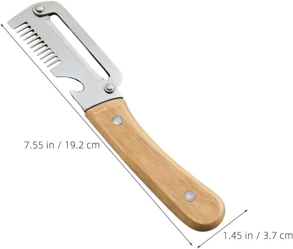2pcs Multifunctional Vegetable Peeler Shredder, 3-in-1 Stainless Steel Julienne Peeler Tool with Bottle Opener and Non-slip Wooden Handle, Fruit Peeling Knife for Kitchen