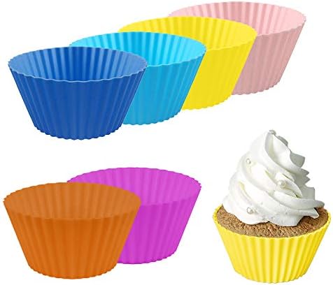 Tvoip Mini Muffin Pan - Reusable Silicone Cupcake Molds 2in 24 Pack - Small Baking Cups Truffle Cake Pan Set Nonstick in (Random 6 Colors)