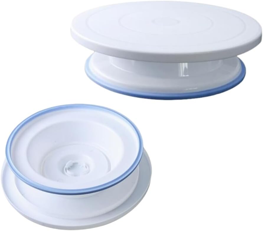 Rotating Cake Turntable Stand with Non Slip Pad, 11 Inch Revolving Turn Table Top for Pastries Cookies Cupcakes Decorating, Rotary Round Cake Display Stand Supplies Kit (White)