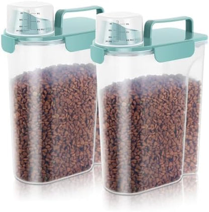 LEAWALK 5-7Lbs Dog Cat Food Storage Container with Upgraded Large Nozzle BPA-free, 4 Snap Seals Plastic Pet Food Storage Containers with Handles are Easy to Clean and Carry