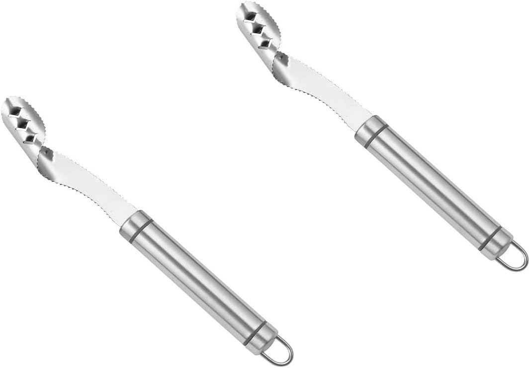 2pcs Stainless Steels Pepper Seed Corer Remover, Stainless Steel Tool, Chili Corer Remover with Serrated Slice and Handle Kitchen Tools Fruit and Vegetable