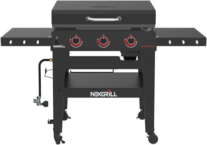 Nexgrill Daytona 4-Burner Propane Gas Griddle with Side Tables, 60000 BTU Flat Top Grill, 756 SQ In. Hot-Rolled Steel Cooking Space, Outdoor Cooking Barbeque, Black/Silver - 720-1058A