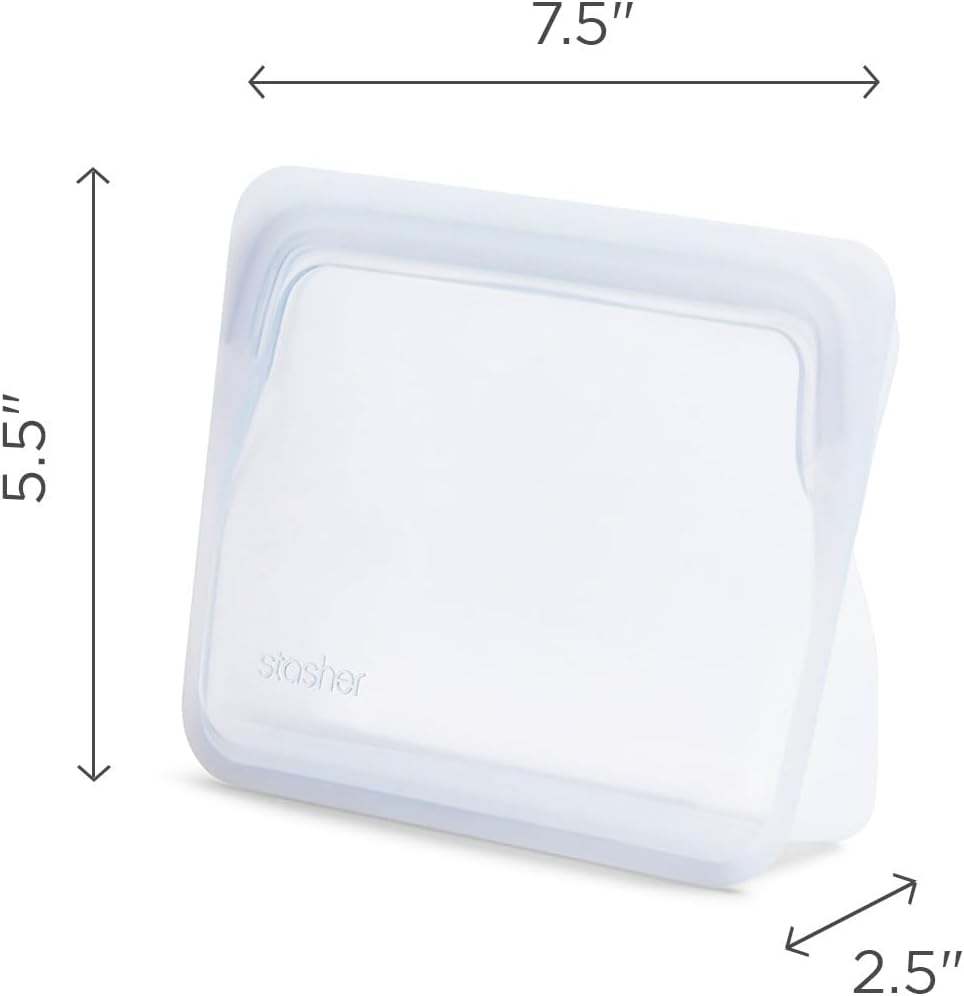 Stasher Premium Reusable Silicone Food Storage Bags, 2-Pack, Clear