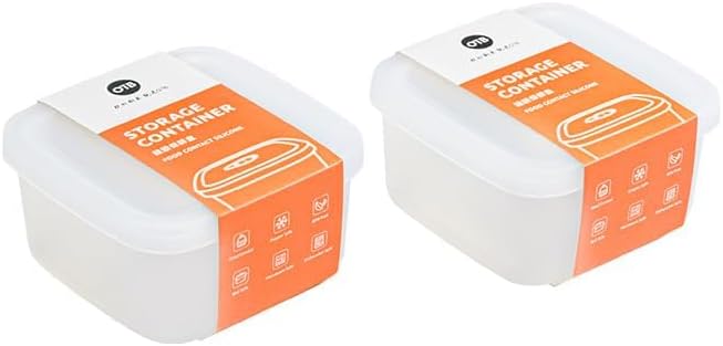 OTB Set of 2 Reusable Silicone Containers Clear, Nesting Leak-free Silicone Food Storage Boxes, BPA Free, Airtight, Dishwasher and Freezer Safe