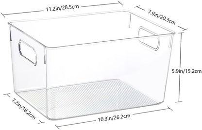 Clear Plastic Storage Bins – Pantry Organizers & Storage Containers for Kitchen, Fridge, Freezer, Cabinets, Bathroom, Laundry Room, Closet, Office, Garage & Home Organization（2 Pack