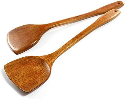 Linwnil Wooden Spatula for Cooking Nonstick, Kitchen Wok Spatula Utensil Set,15" Wooden Turner Serving Tool for High Heat Stirring in Nonstick Pans