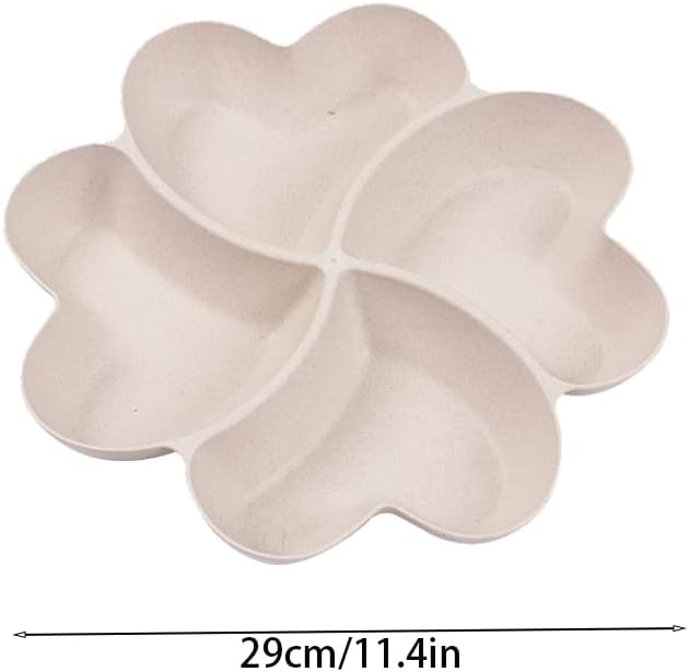 Divided Serving Tray, Appetizer Sectioned Platter, Dessert Serving Dish, Reusable Plastic Snack Plates, Round Relish Tray, 4 Compartment for Chips and Dip Veggies Candy Nut Fruit (Pink)