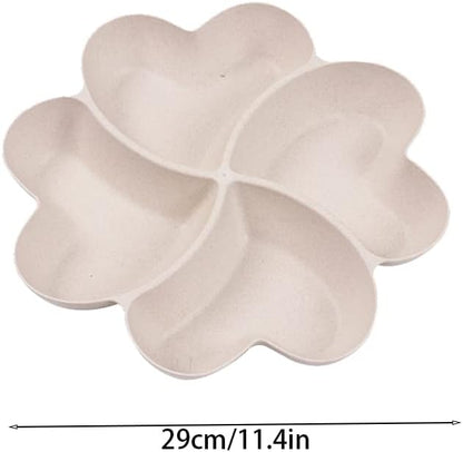 Divided Serving Tray, Appetizer Sectioned Platter, Dessert Serving Dish, Reusable Plastic Snack Plates, Round Relish Tray, 4 Compartment for Chips and Dip Veggies Candy Nut Fruit (Pink)