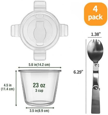 H.JSS WDJS 3Cup Round Glass Food Storage Containers with Airtight lids, 23oz Glass Meal Prep Containers, Heat-Resistant BPA-Free for Soup Leftover, Microwave, Dishwasher and Fridge Safe (white-4Pack)