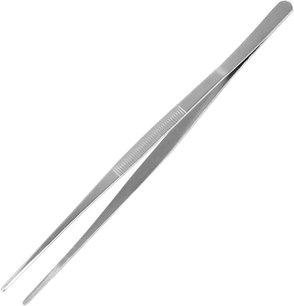 AHIER Kitchen tweezer Stainless Steel, 8inch Long tweezer with Precision Serrated Tips for Cooking Pincette for Sea food, Bar Tweezer