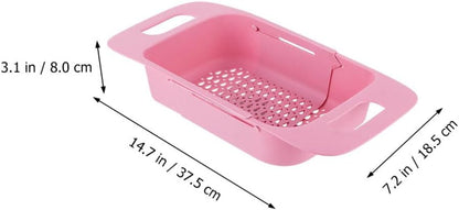 Cabilock Extendable Over The Sink Colander Fruits and Vegetables Drain Basket Expandable Dish Drying Rack Adjustable Trainer Sink Washing Basket for Kitchen