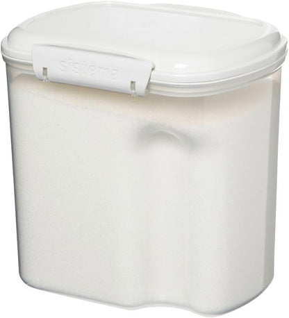 Sistema Flour and Sugar Storage Containers for Pantry with Lids and Measuring Cup, Dishwasher Safe, 13.7-Cup, White