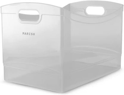 MARISH Clear Plastic Utility Storage Organizer Bin with Handles – 15" L x 10" W x 9.5" H | Stackable, Open-Top Box for Pantry, Closet, Office & Cleaning Supplies (1)