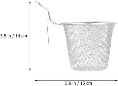 Toyvian Stainless Steel Hot Pot Basket 2 pcs Fine Mesh Strainer for Noodles Pasta Dumplings Boiling Blanching Home Kitchen and Restaurant Use