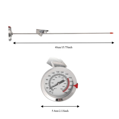 Stainless Steel Oil Fry Thermometer,Long Probe Food Temperature Gauge with Clip for Deep Frying,Candy,Milk,BBQ Cooking(M 30cm)