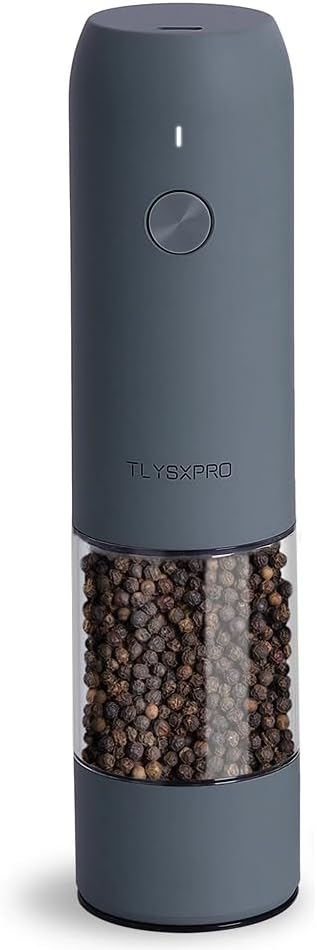 Electric Salt and Pepper Grinder, USB Rechargeable, Automatic Salt and Pepper Shaker, Adjustable Coarseness, Electric Pepper Mill, LED Light, Refillable, Kitchen Gadget (1-Pack, Stainless Steel)