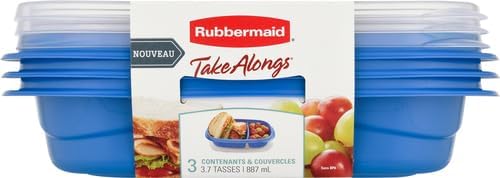 Rubbermaid TakeAlongs Snacking Food Storage Containers, 2 Cups Size - 2 Lids, Trays, and Containers 7S87