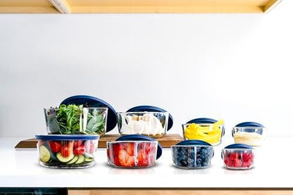 6-Piece Glass Food Storage Containers Set (3 Containers + 3 BPA-Free Lids) | 2-Cup, Leakproof | Microwave, Freezer, Oven & Dishwasher Safe | Ideal for Meal Prep & Pantry Organization, Pistachio
